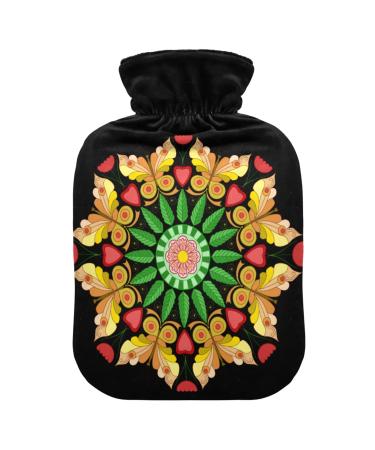 Heat bottle with reference 1 l of durable warm-up bag for hand feet shoulder and neck pain cramps heating press and heat therapy pattern with colorful hearts flowers butterfly mandala
