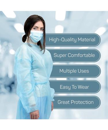  50-Pack Disposable Isolation Gown FDA Registered AAMI Level 1 PP & PE 30g Fully Closed Double Tie Back Elastic Cuffs Fluid Resistant Unisex (50) - Buy Online on GoSupps.com