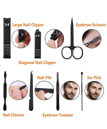 8PC Black-Orange Manicure Set for Men | Travel Nail Care Kit | Personal Care & Pedicure Tools | Perfect Gift for Family & Friends - Buy Online on GoSupps.com