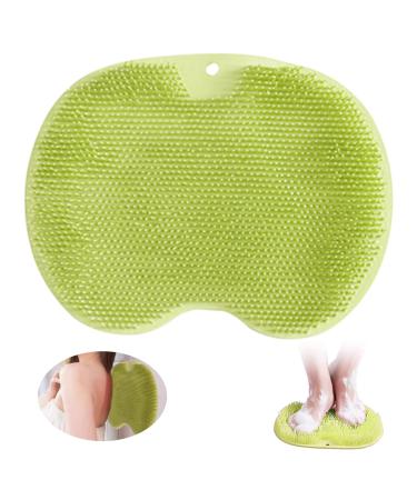 Giugio Non-Slip Silicone Massage Pad Back Scrubber Foot Brush Scrubber Massager Shower with Suction Cup Silicone Peeling Massager for the Back - Cleans Exfoliates Massages Your Back (Green)