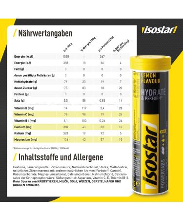 Isostar Hydrate & Perform Powertabs - Lemon Flavour Effervescent Tablets for Isotonic Drinks - 10 Tablets - Boost Hydration & Performance - Buy Online on GoSupps.com