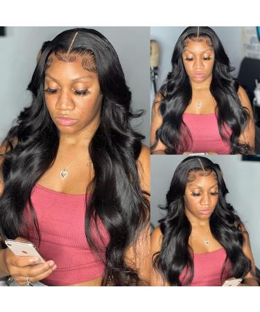 28 13x4 Body Wave Lace Front Wig | HD Transparent Brazilian Human Hair | Pre Plucked with Baby Hair | 180% Density | Natural Black | For Black Women - Buy Online on GoSupps.com