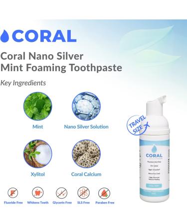 Coral White Nano Silver Foaming Toothpaste - Fluoride & Xylitol, SLS/Glycerin Free (Mint, 50ml) - Buy Online on GoSupps.com