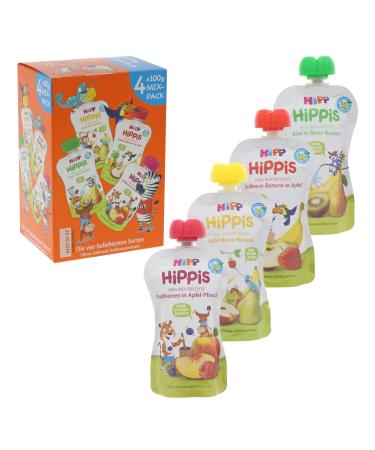 100% Organic Hippi Hippis Squeezing Bag - 4 Delicious Flavors | No Added Sugar | 4 x 100g Packs - Buy Online on GoSupps.com