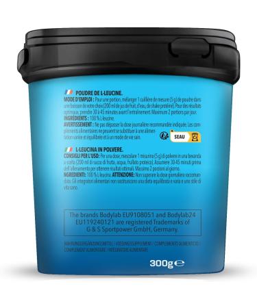 Bodylab24 L-Leucine Essential Amino Acid 300g - Pure Additive-Free Powder Supplement | Tasteless Sugar-Free Gluten & Lactose Free Protein Support - Buy Online on GoSupps.com