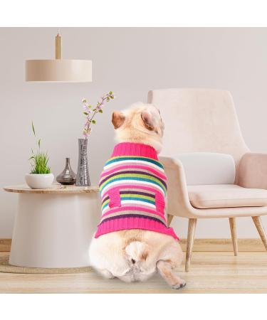TENGZHI Knitwear Warm Puppy Vest Coat Costume Holiday Sweaters Striped Pet Clothes for Small Medium Dogs Cats Christmas Dog Sweater(Pink Pocket XXL) XX-Large Pink Striped - Buy Online on GoSupps.com