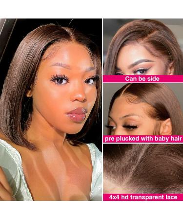 CHEETAHBEAUTY 12 Bob Wig - 4x4 Lace Closure, Human Hair, Medium Brown, Pre-Plucked for Black Women - Buy Online on GoSupps.com