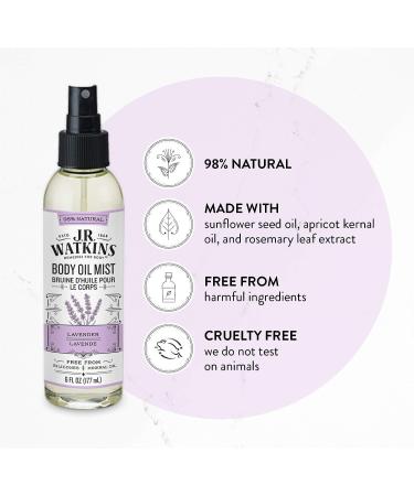 J R Watkins Lavender Body Oil Mist - 6 fl oz | Hydrating and Soothing Formula - Buy Online on GoSupps.com