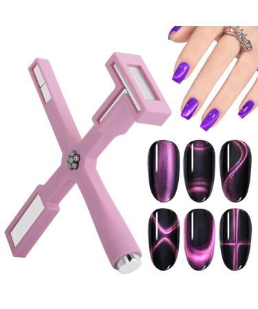 Nail Magnet Set Upgraded 5 in 1 Multi-Function Nail Magnet Pens with Silicone Protective Case Magnetic Nail Polish Magnet Wand for Nails Cat Eye Nail Design Tools Nail Art Accessories Pink