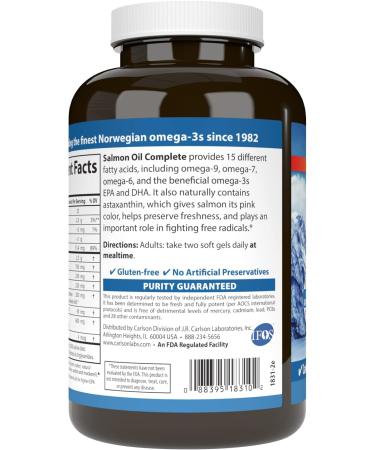 Carlson - Salmon Oil Complete 700 mg Omega-3s + Astaxanthin Cardiovascular Support Brain Function & Joint Health 120 soft gels - Buy Online on GoSupps.com