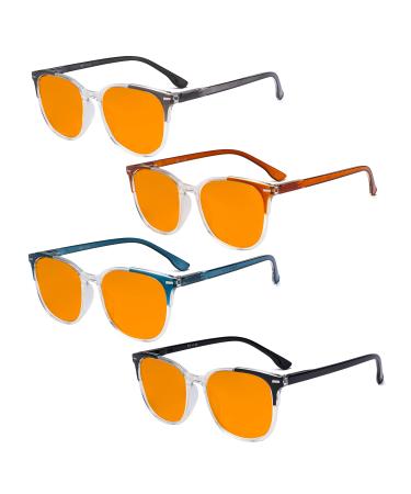 Eyekepper 4 Pack Computer Reading Glasses for Women Blue Light Blocking Readers Orange Tinted +3.00 Blue Light Blocking-b98-4 Pairs 3.0 x