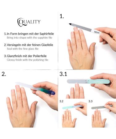 marQus Nail File Set - Complete Care with Solingen Sapphire Glass & Polishing Files - Turquoise - Perfect for Manicure & Pedicure - Buy Online on GoSupps.com
