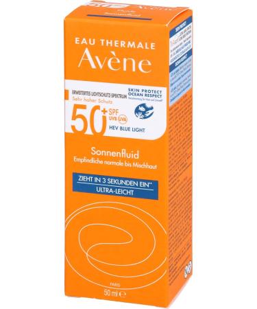 Avene Sun Fluid SPF 50+ Fragrance-Free | Buy 50ml Sunscreen for All Skin Types - International Shipping Available - Buy Online on GoSupps.com