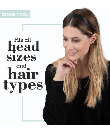 Brook + Bay Satin Headband for Women - Stylish 1 Inch Black Headband for Girls - Buy Online on GoSupps.com