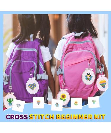 Pllieay 5 PCS Cross Stitch Kits for Kids 7-13 - Beginner Sewing Kit with Instructions for Backpack Charms and Ornaments - Oval-shaped Craft Needlework Set - Buy Online on GoSupps.com