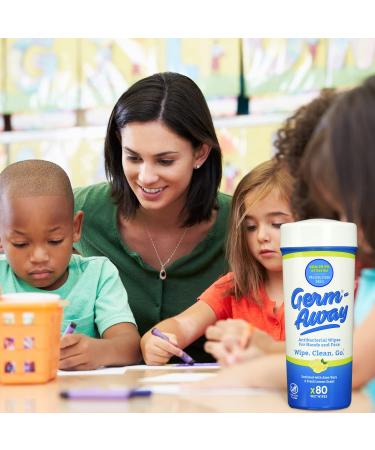 Germ-Away Hand Antibacterial Wipes - Hand Sanitizing Wipes for Kids & Adults - 80 Count Canister - Travel, Home, Office - Pack of 1 - Buy Online on GoSupps.com