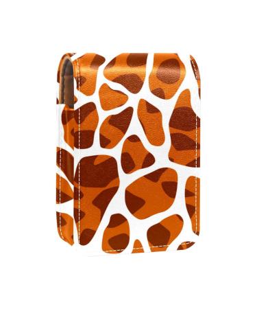 Travel Lipstick Organizer Case Lipstick Case Portable Makeup Bag With Mirror Brown Giraffe Print Y553g3usax