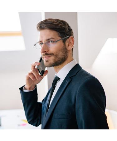 Shop Premium Aluminum Progressive Multifocus Reading Glasses for Men | Blue Light Blocking Rimless Multifocal Metal Readers - 1.25x-2.5x Strength - Buy Online on GoSupps.com