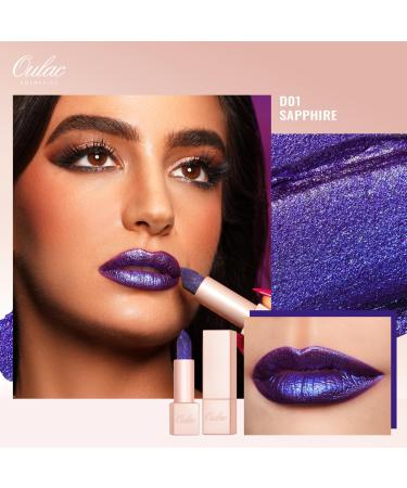 Oulac Diamond Lustre Lipstick Blue - Highly Pigmented Vegan Long-Lasting Moisturizing Formula | D01 Sapphire - Buy Online on GoSupps.com