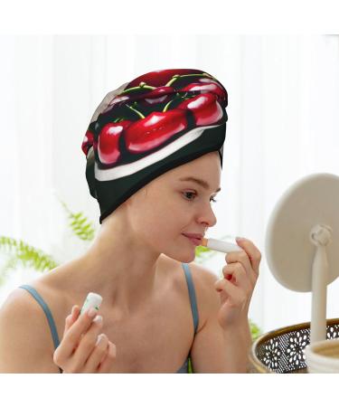 Buy Red Cherries Coral Velvet Dry Hair Cap - Quick-Dry Hair Towel Wrap for Travel & Home | Perfect for Men & Women - Buy Online on GoSupps.com