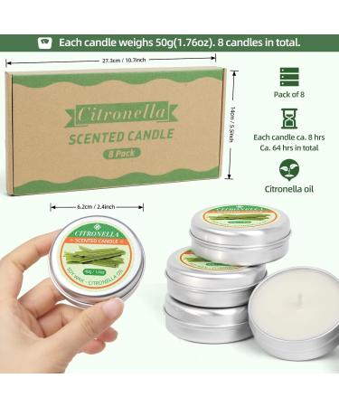 Citronella Candles for Outdoor Use | Soy Wax Lemongrass Scent | Portable Gift Set for Women | Perfect for Garden Patio & Camping - 8x1.4oz - Buy Online on GoSupps.com
