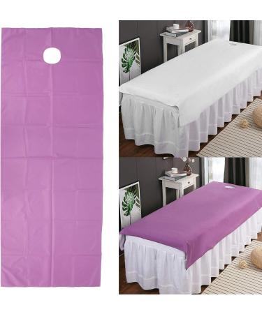 Verdant Touch Disposable Beauty Salon Bed Cover - Waterproof Polyester Massage Bed Sheets (2PCs) | White & Purple Breathable Hotel Bedding Supplies - Buy Online on GoSupps.com