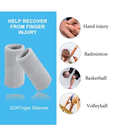 20 Pieces Finger Protection Bandages for Injury Relief | Stretchy Finger Covers for Trigger Finger Arthritis & Basketball - Gray - Buy Online on GoSupps.com