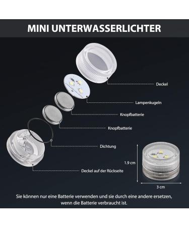 Mini Waterproof LED Lights - White Tea Lights for Decor Aquarium & Parties | 20PCs Battery Operated No Remote Control - Buy Online on GoSupps.com