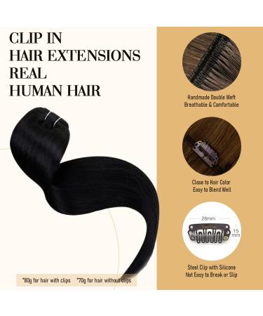 Shop Laavoo Clip-In Real Hair Extensions - Black 35cm 5 Pieces 80g | Premium Quality Human Hair - Buy Online on GoSupps.com