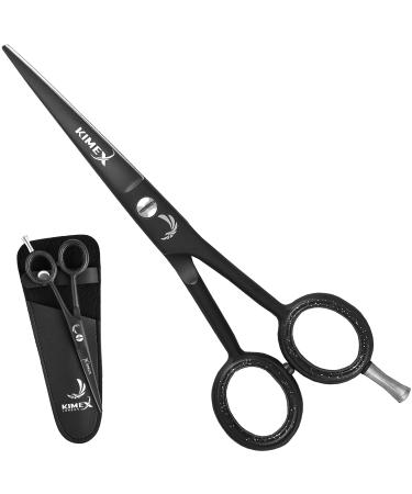 KIMEX LONDON Hairdressing Scissors Hair Scissors 6 Inch Hair Cutting Scissor Premium Stainless Steel Razor with Sharp Edge Blade & Salon Scissors for Men Women Barber Kids Adults Pets (Black)