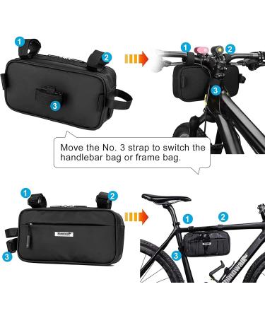 Wildken 100% Waterproof Bicycle Handlebar Bag | Multifunctional Front Pocket & Shoulder Bag with Rain Cover (Black) - Buy Online on GoSupps.com