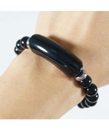Soulful Black Onyx Crystal Bridge Bracelet and Obsidian Wolf Tooth Necklace Set - Buy Online on GoSupps.com