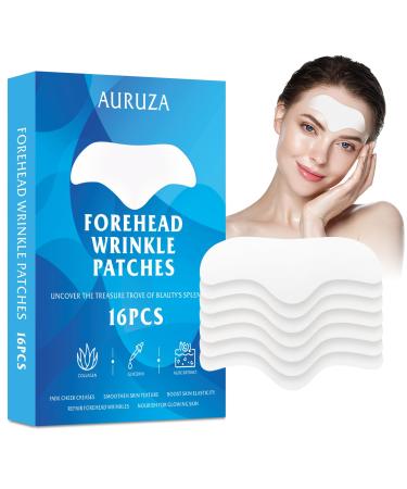 AURUZA 16pcs Forehead Wrinkle Patches Anti Wrinkle Patches with Aloe Collagen Vitamin E Forehead Wrinkles Treatment Care to Smooth Fine Lines & Wrinkles