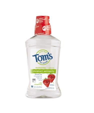 Tom's of Maine Children's Anticavity Mouth Rinse Kids Mouthwash Natural Mouthwash Silly Strawberry 16 Ounce