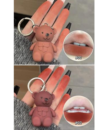  behound 2 en 1 Key Chain Bear Lipstic Keychain Bear Lipsticks Long Lasting Lip Gloss Keychain 2023 New Keychain Cute Bear Beauty Makeup (03+04) - Buy Online on GoSupps.com