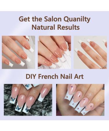 Misssix 240Pcs French Gel Nail Tips - Long Square Brown Press-On Nails No Filing Needed 3-in-1 Pre-Lasting Fake Nails for DIY Nail Art 15 Sizes Available - Buy Online on GoSupps.com