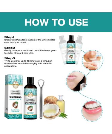 Coconut Pulling Oil with Tongue Scraper (237ml) | Alcohol-Free Mouthwash for Bad Breath Healthy Gums & Teeth Whitening | 1PC - Buy Online on GoSupps.com