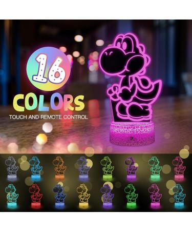 Eygerur Yoshi Night Light for Kids - 3D LED Illusion Lamp | 16 Colors Dimmable, USB Powered, Remote Control - Children's Room Decoration & Holiday Gift - Buy Online on GoSupps.com