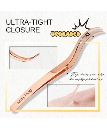 Curved Eyelash Applicator Tool - Stainless Steel DIY Cluster Lash Tweezers for Eyelash Extensions | Mayhug - Buy Online on GoSupps.com