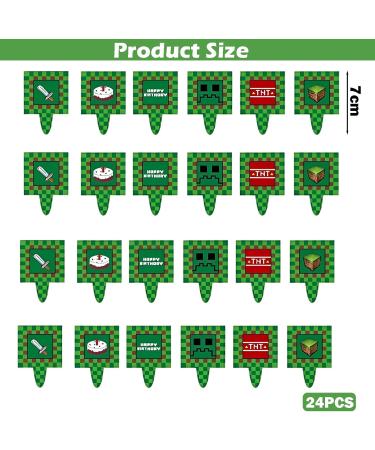 40 Pieces Pixel Cake Toppers - Video Game Muffin & Cake Decorations for Young Girls' Birthday Parties - Green Pixel Tortendeko - Buy Online on GoSupps.com