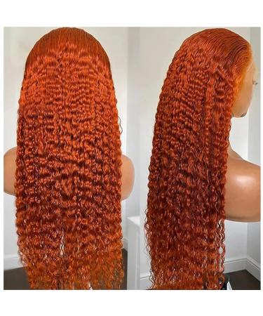 Ginger Orange Deep Wave Lace Front Wig | 24 Inch Human Hair Wig for Black Women | 180% Density | Pre Plucked & Fall Colored - Buy Online on GoSupps.com