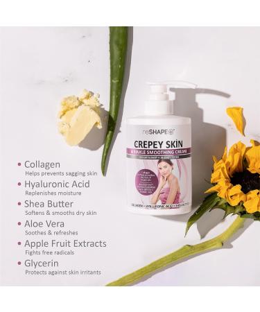 Reshape+ Crepey Skin Treatment Cream - Anti Aging Moisturizer with Collagen & Hyaluronic Acid for Face, Arms, Neck & Body - 15 Fl Oz - Buy Online on GoSupps.com