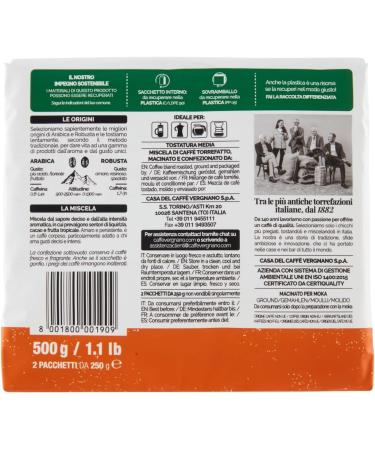Italian Gourmet E.R. Caffe' Vergnano 1882 Aroma di Casa Gusto Forte Intensity 9/10 Coffee Ground Coffee 250 g 100% Italian Coffee + Pulp Italian Gourmet 400 g Pack of 20 - Buy Online on GoSupps.com
