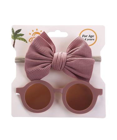 Baby Sunglasses 0-36 Months Baby Girl Sunglasses Headband Sunglasses Set Cute Polarized for Toddler Newborn Infant Elastic Photography Props Purple