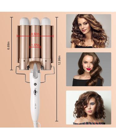 AWHOAS 3 Barrel Curling Iron - 32MM Hair Waver for Women, Beach Waves Crimper with LCD Temp Display - Gold - Buy Online on GoSupps.com