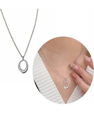 OralGos Fashion Oval Pendant Necklace - Cute Cool Simple Choker Statement Jewelry in Stainless Steel - Shop Internationally - Buy Online on GoSupps.com