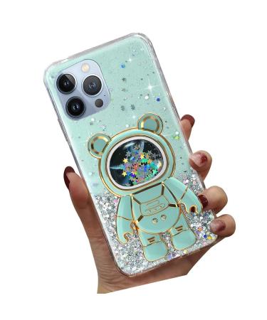 Tivenfezk Nadoli for iPhone 11 Pro Max Treibsand B r Astronaut Hidden Stander Shell caricature glitter astronaut stand soft silicone bling cell phone case.