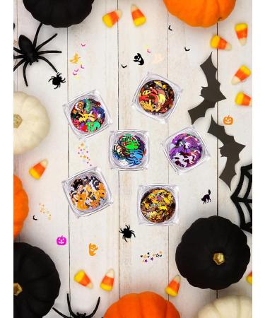 6 Boxes Halloween Nail Glitter Sequins EBANKU Spider Skeleton Flame Nail Art Sequins Halloween Manicure Nail Decoration for DIY Nail Art Decoration Women Girls - Buy Online on GoSupps.com