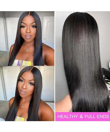 Lace Front Brazilian Human Hair Wig 30 Inch - Natural Color Straight Pre Plucked with Baby Hair - 4x4 Lace Closure Wig for Black Women - Buy Online on GoSupps.com