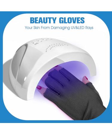 SSKHE UV Gloves for Gel Nails 2 Pairs UV Protection Gloves Women UV Protection Fingerless Glove for Nail Lamp Skin Care Fingerless Gloves Protect Hands from UV Harm(Black And White) - Buy Online on GoSupps.com